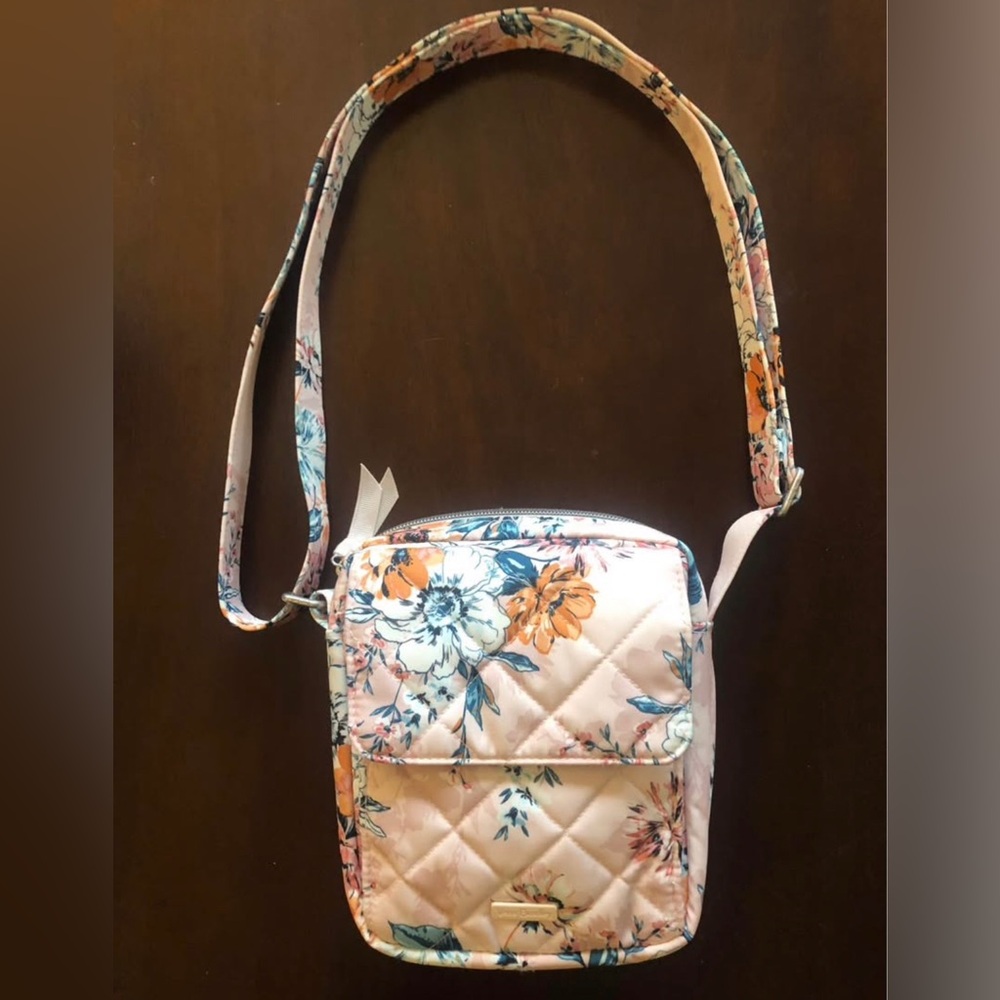 Vera Bradley Women's Performance Twill Crossbody Purse Peach Blossom Bag